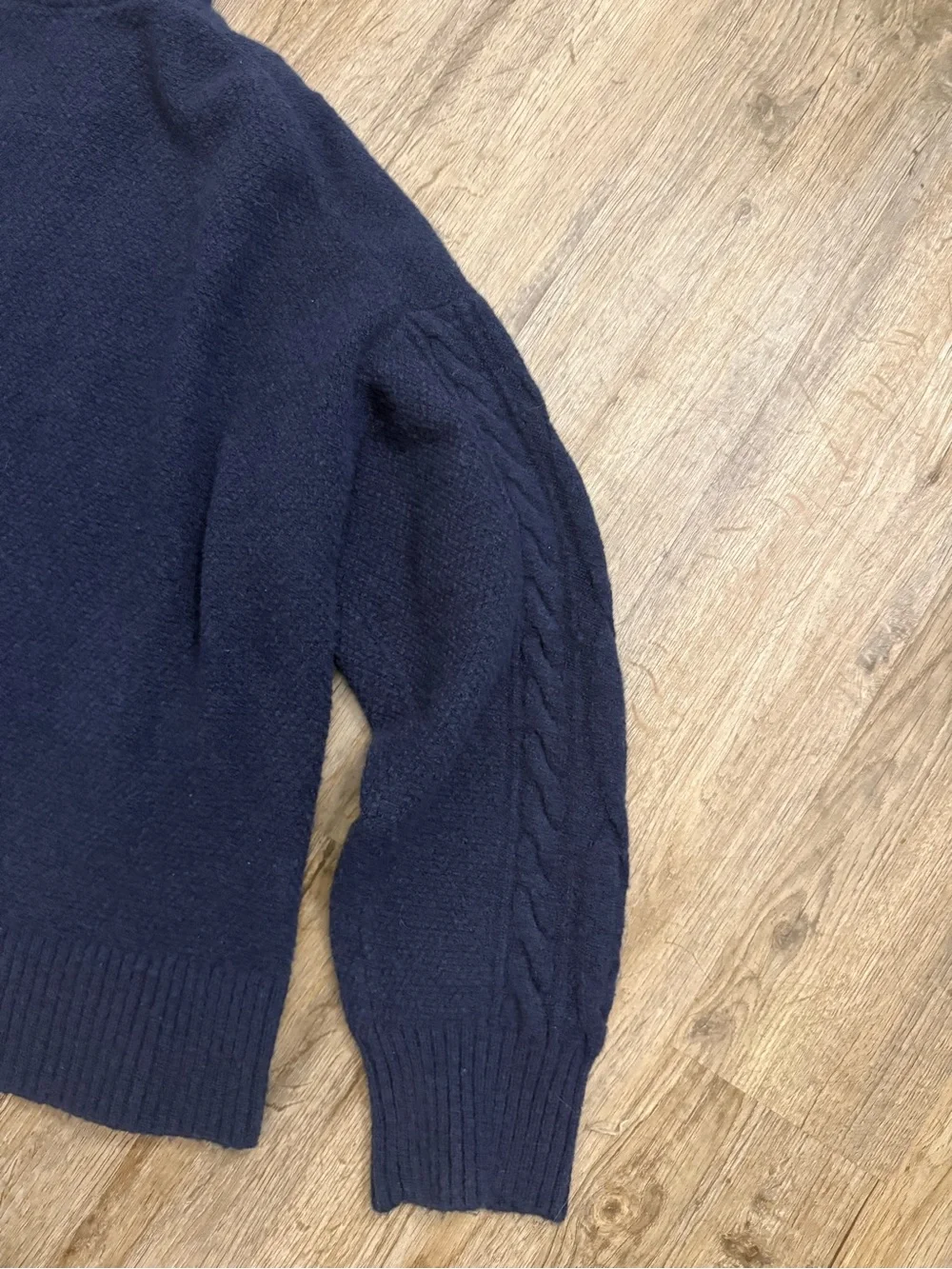 J.Crew • Supersoft Line Cable Knit Half Zip Sweater Navy Merino Wool Alpaca